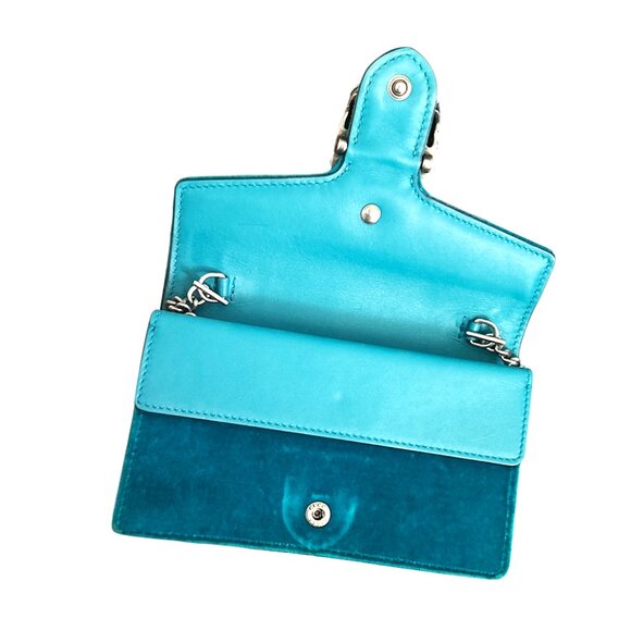 GUCCI Velvet Super Mini Dionysus Shoulder Bag Peacock Blue - Picture 4 of 15